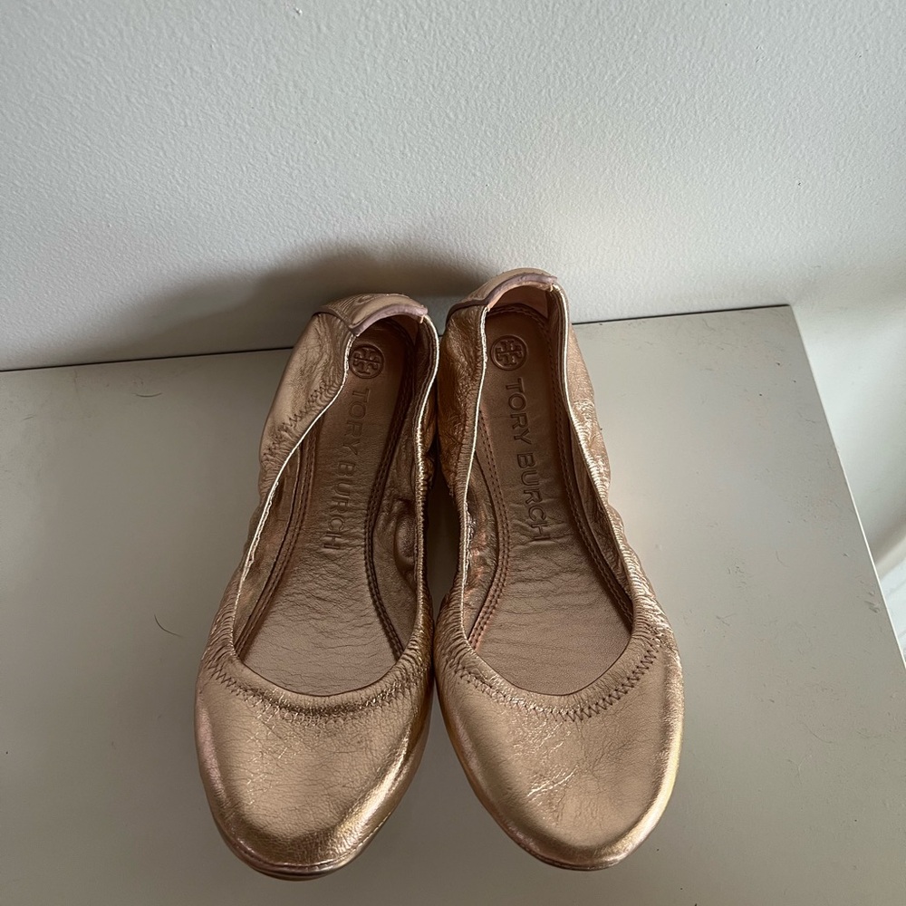 Tory Burch Shimmering Gold Ballet Flats